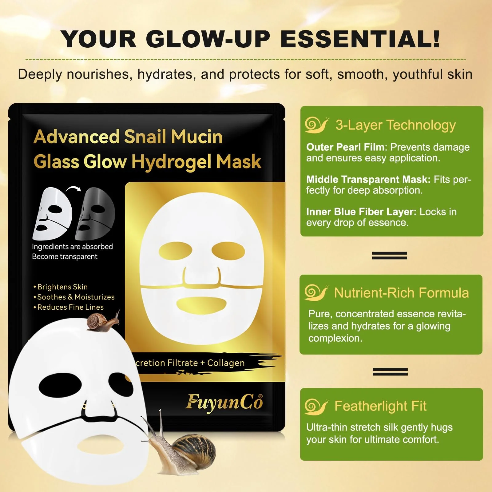 Маска для обличчя Snail Mucin для чутливої шкіри, зволожує та відновлює шкіру, антивіковий ефект, фото №7 Маска для обличчя Snail Mucin для чутливої шкіри, зволожує та відновлює шкіру, антивіковий ефект, фото №7