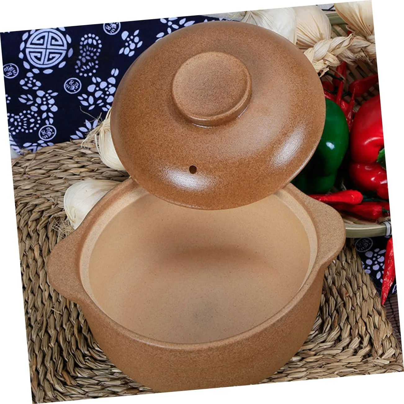 Каструля-жаровня LIFKOME керамічна з ручками термостійка для супів та тушкування, фото №3