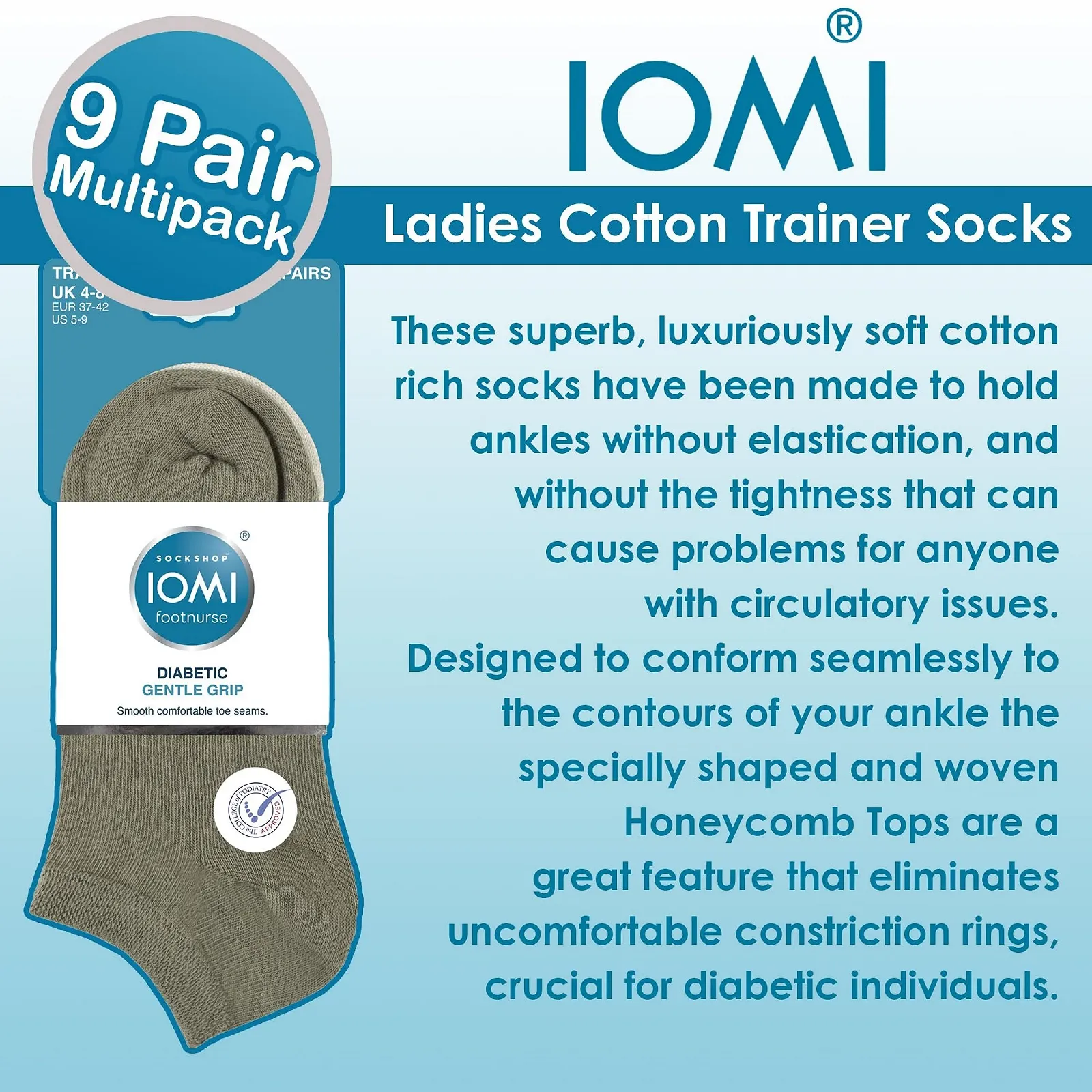 Шкарпетки IOMI для діабетиків, короткі, надширокі, спортивні, 9 пар, фото №5