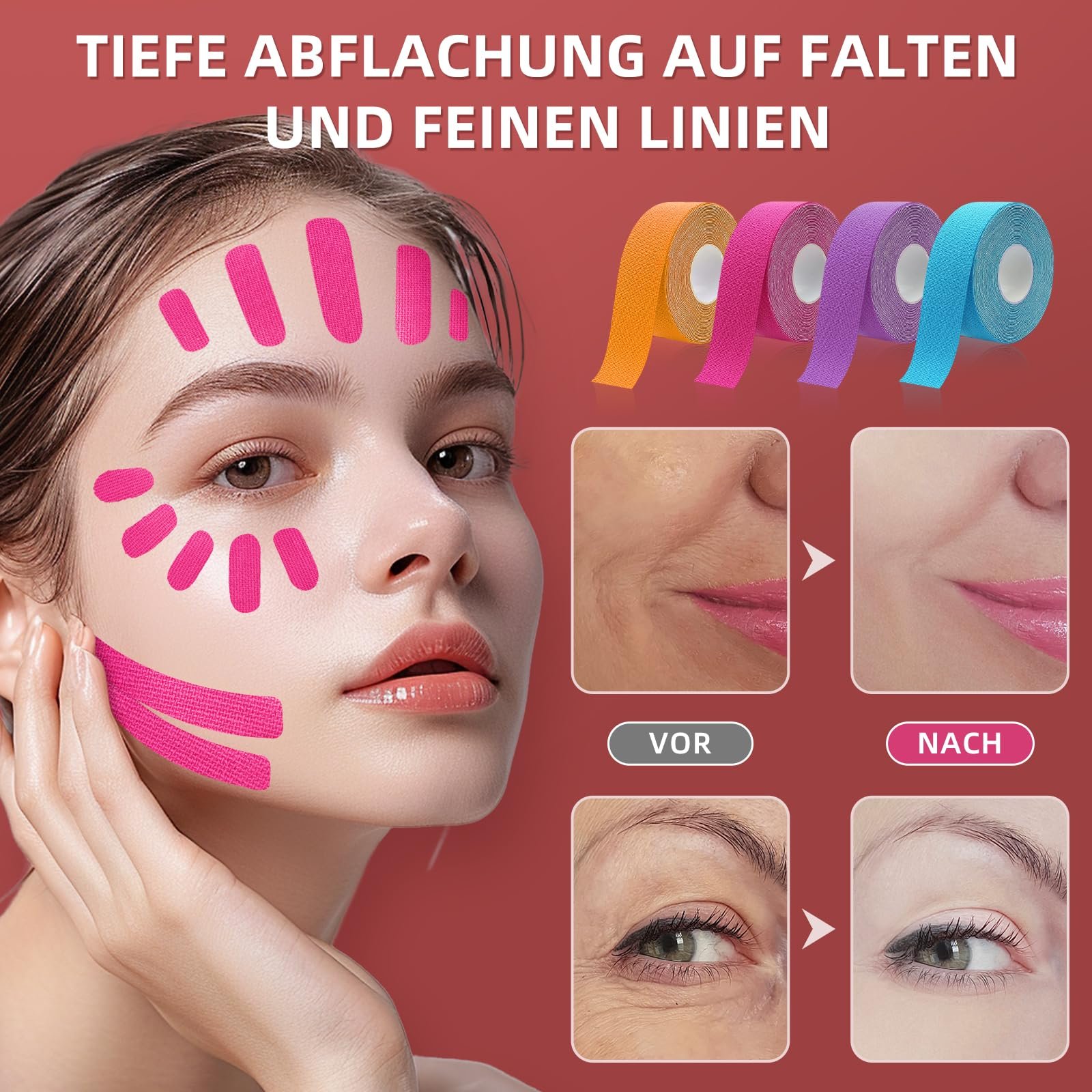 Тейп для лица Kisvic для подтяжки лица, 4 шт., фото №4