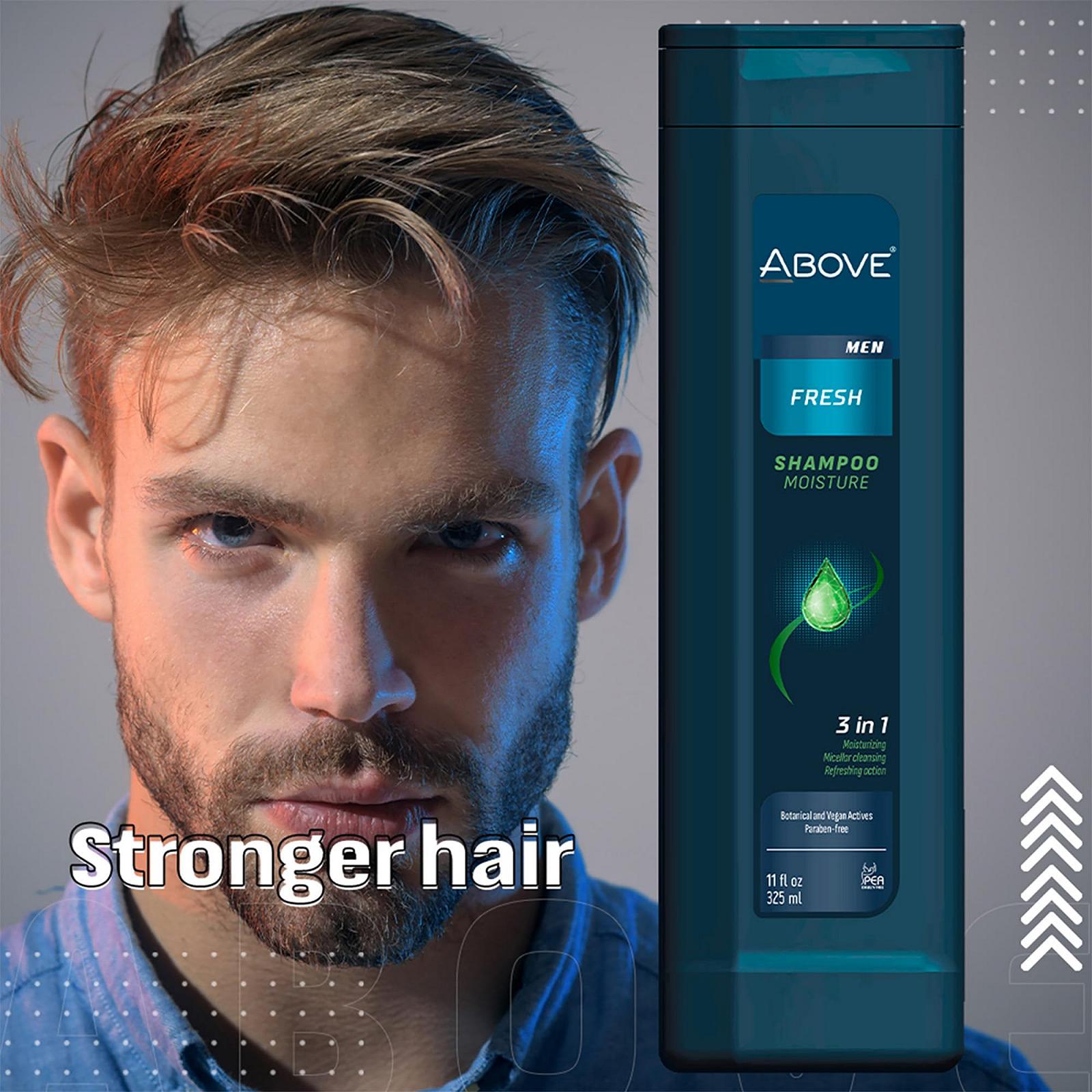 Шампунь Above Fresh 3-in-1 Moisture 311 мл для сухих, ломких, поврежденных волос Веганский, фото №5 Шампунь Above Fresh 3-in-1 Moisture 311 мл для сухих, ломких, поврежденных волос Веганский, фото №5