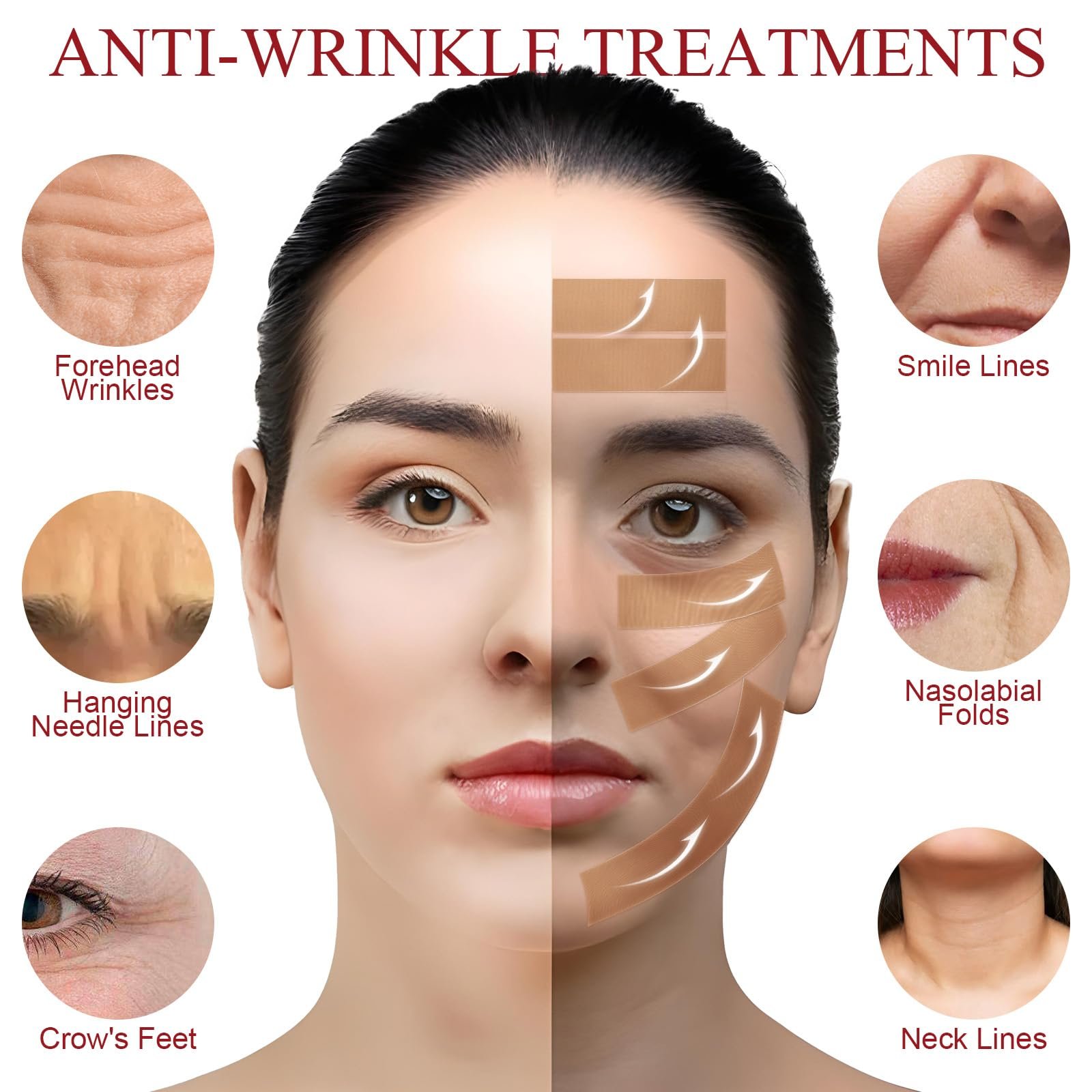 Тейп для обличчя 2 рулони 5 м x 2,5 см Тейп для підтяжки обличчя, фото №4