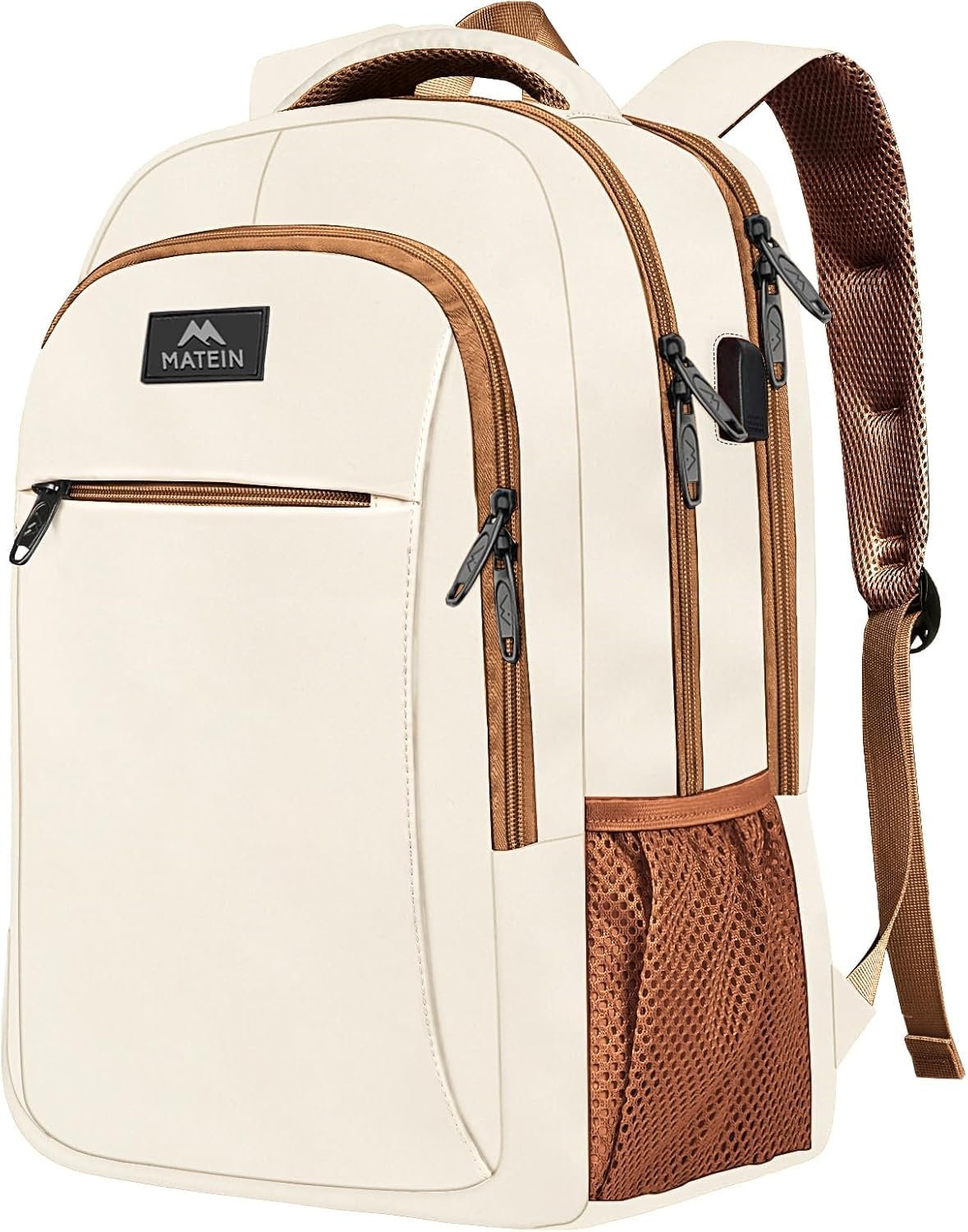 Рюкзак для ноутбука MATEIN Business Laptop Backpack 15.6 Inch з USB-портом водовідштовхувальний Бежево-коричневий, фото №1 Рюкзак для ноутбука MATEIN Business Laptop Backpack 15.6 Inch з USB-портом водовідштовхувальний Бежево-коричневий, фото №1