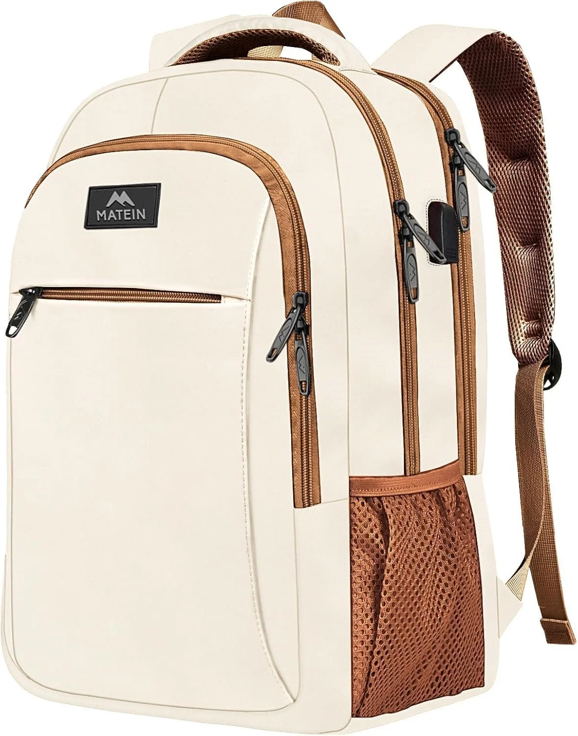 Рюкзак для ноутбука MATEIN Business Laptop Backpack 15.6 Inch с USB-портом водоотталкивающий Бежево-коричневый, фото №1 Рюкзак для ноутбука MATEIN Business Laptop Backpack 15.6 Inch с USB-портом водоотталкивающий Бежево-коричневый, фото №1