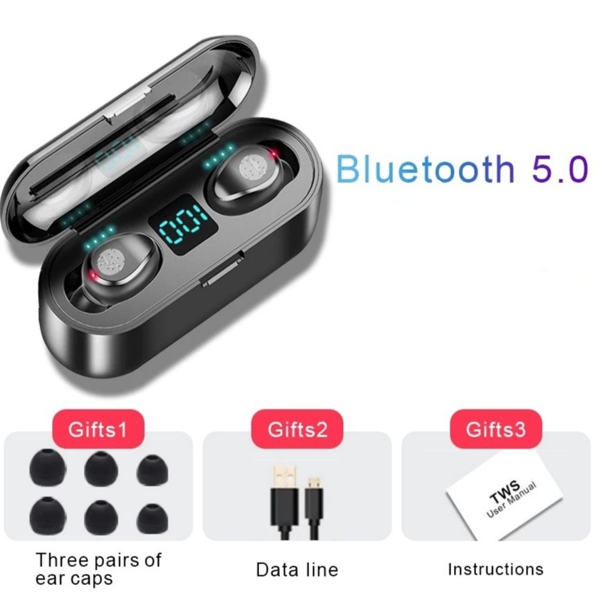 Чорні сенсорні вакуумні блютуз Навушники — Бездротова чорна Bluetooth гарнітура для телефона, фото №1