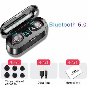 Черные сенсорные вакуумные блютуз Наушники - Беспроводная черная Bluetooth гарнитура для телефона - Фото 1