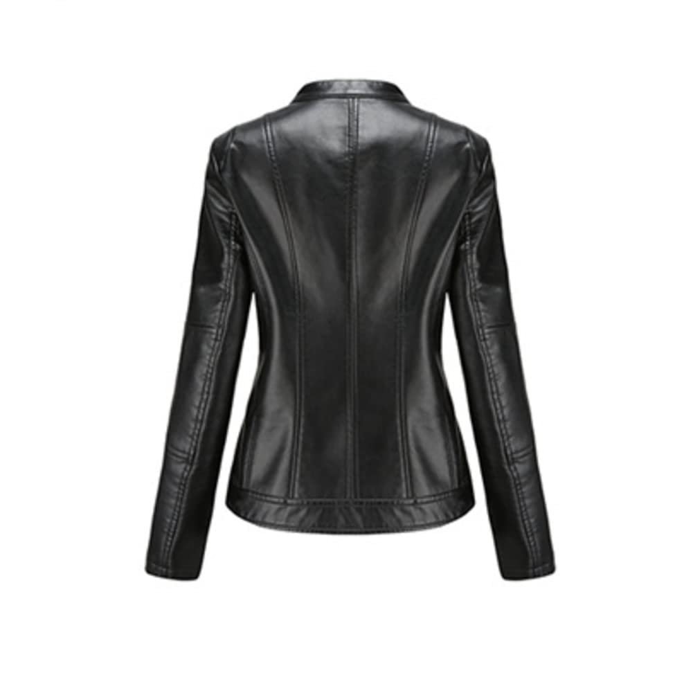 Шкіряна куртка Dissa Slim Short C258N для жінок, штучна шкіра, комір-стійка, мотоциклетна куртка на блискавці для весни та осені, фото №3 Шкіряна куртка Dissa Slim Short C258N для жінок, штучна шкіра, комір-стійка, мотоциклетна куртка на блискавці для весни та осені, фото №3