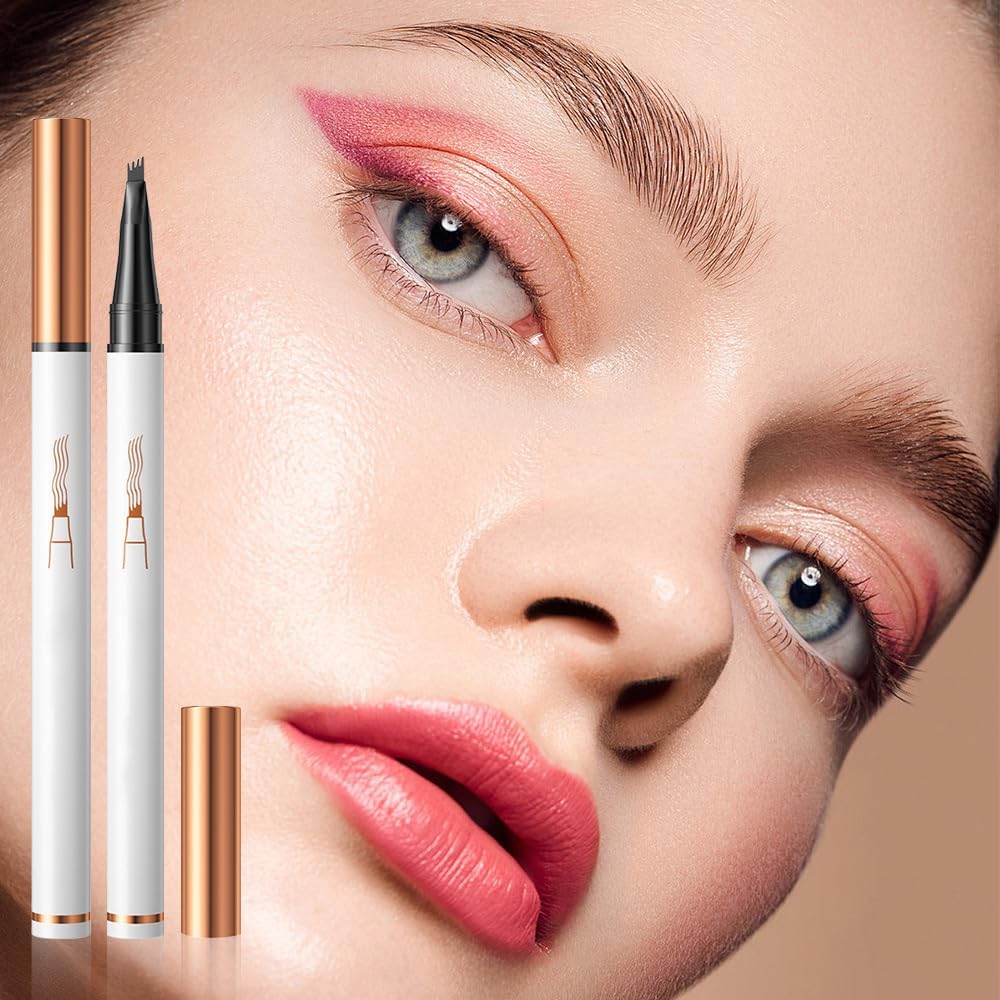 Олівець для брів Ugen Brow Pencil 2024 4 Fork Tips 3D Microblading Natural Makeup Світло-коричневий + Темно-коричневий, фото №6
