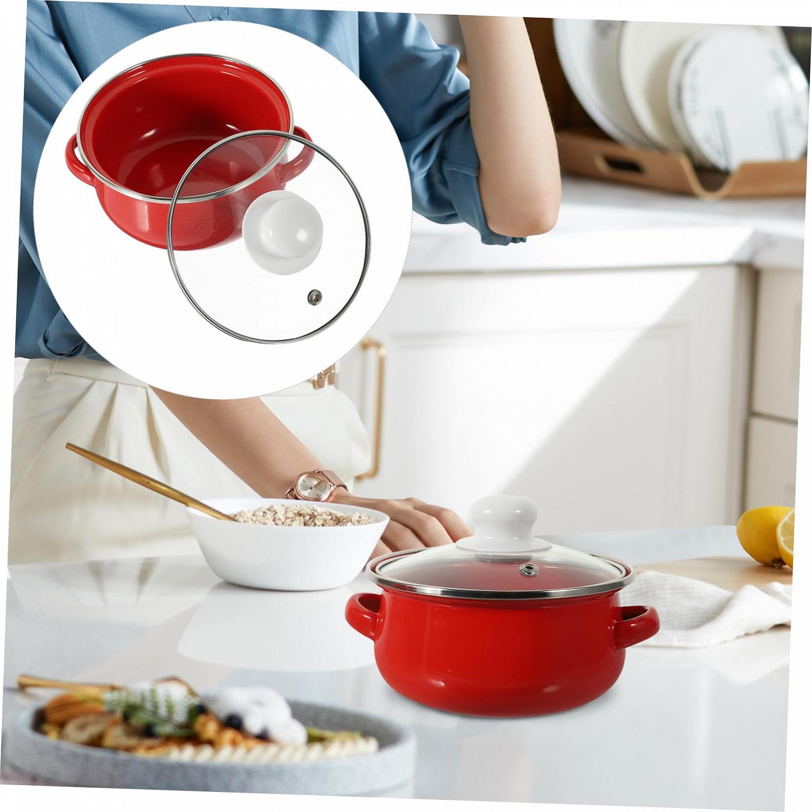 Каструля RORPOIR Enamel Non-Stick Small Enamel Каструля з ручкою Binaural Набір з 3, фото №5