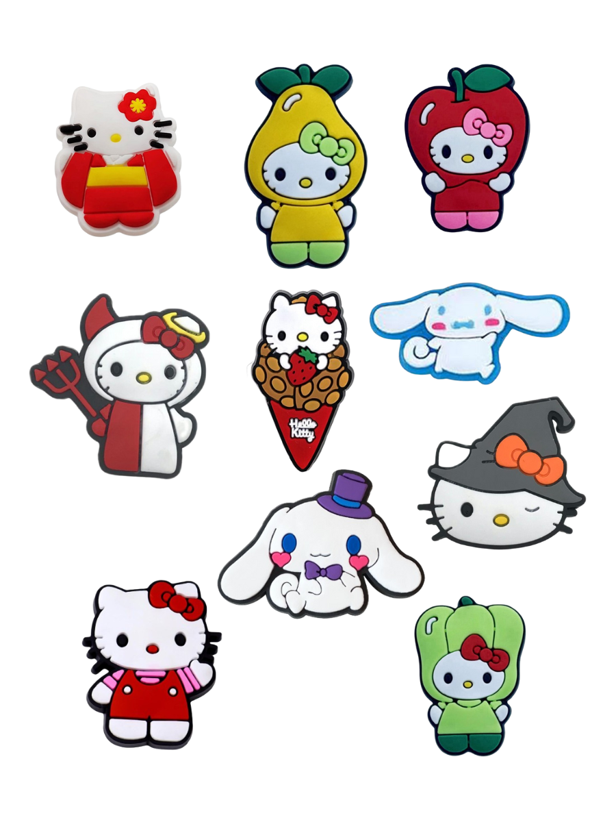 Джибитсы Привет Китти Hello Kitty Cinnamoroll Синаморол Jibbitz 10 шт аксессуары Крокс украшение Dz_102_1, фото №1