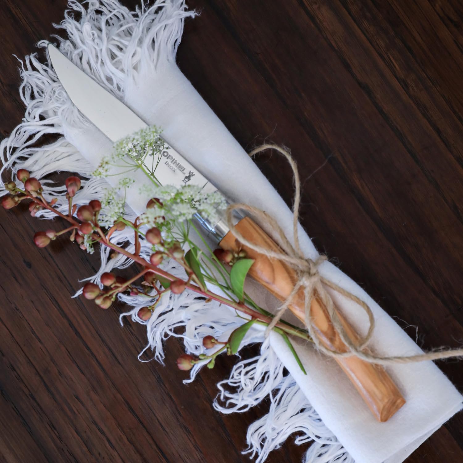 Набор ножей Table Chic Opinel, 4 ножа, лезвие 10 см, коричневый (оливковое дерево), фото №6