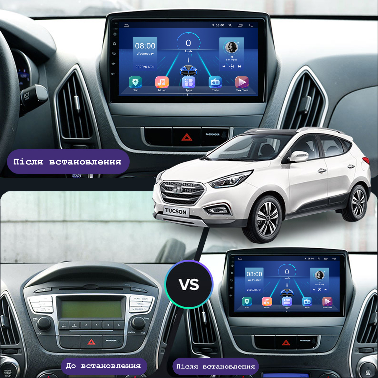 Штатна магнітола Lesko для Hyundai Tucson II 2009-2015 екран 10 6/128Gb 4G Wi-Fi GPS Top, фото №3