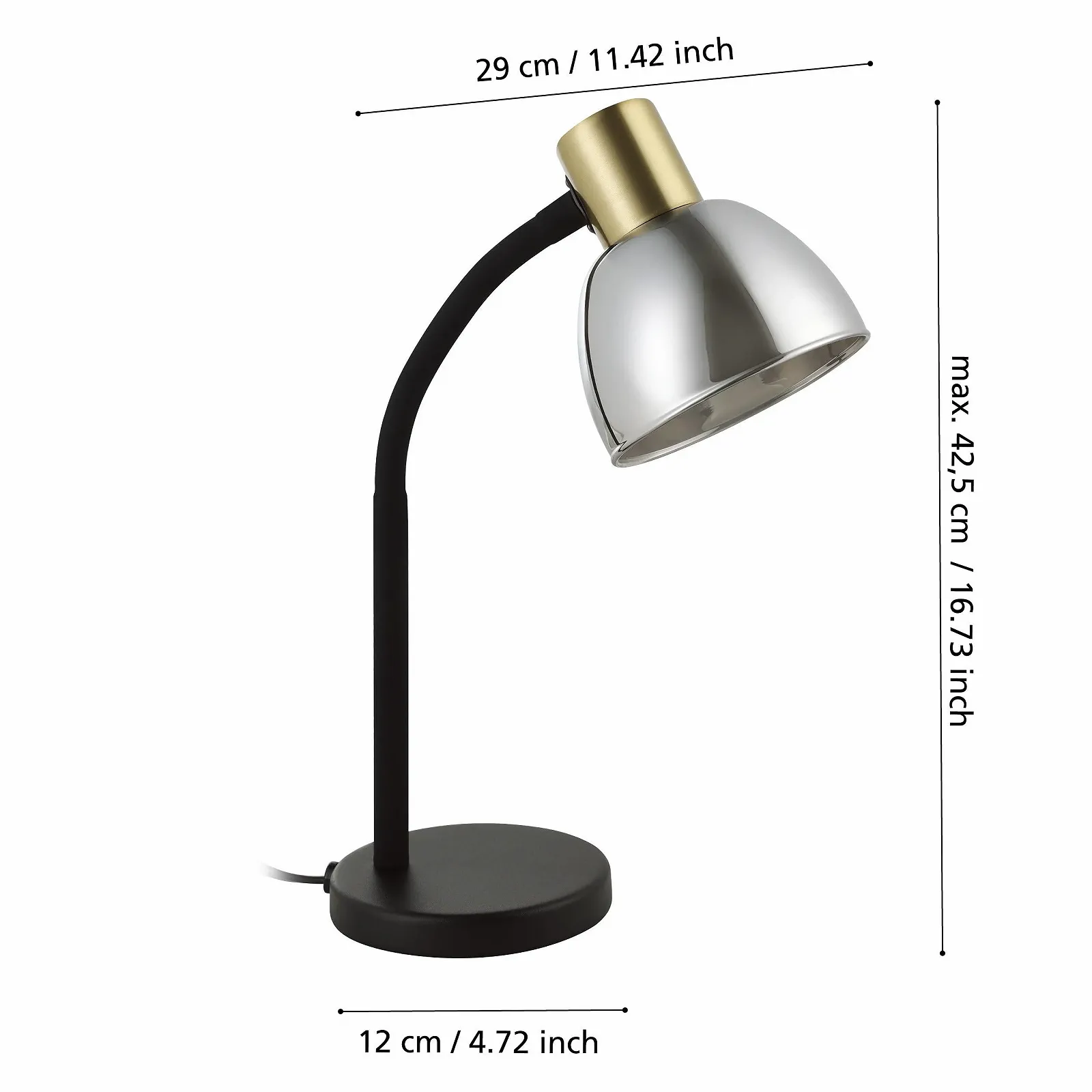 Настольная лампа EGLO Macere E14 металл и дымчатое стекло Черная/Золотая, фото №2