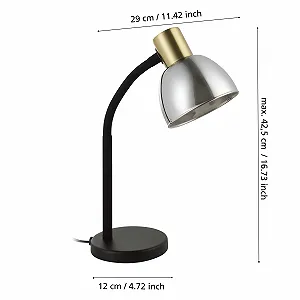 Настольная лампа EGLO Macere E14 металл и дымчатое стекло Черная/Золотая synthetic.ua - Фото 1