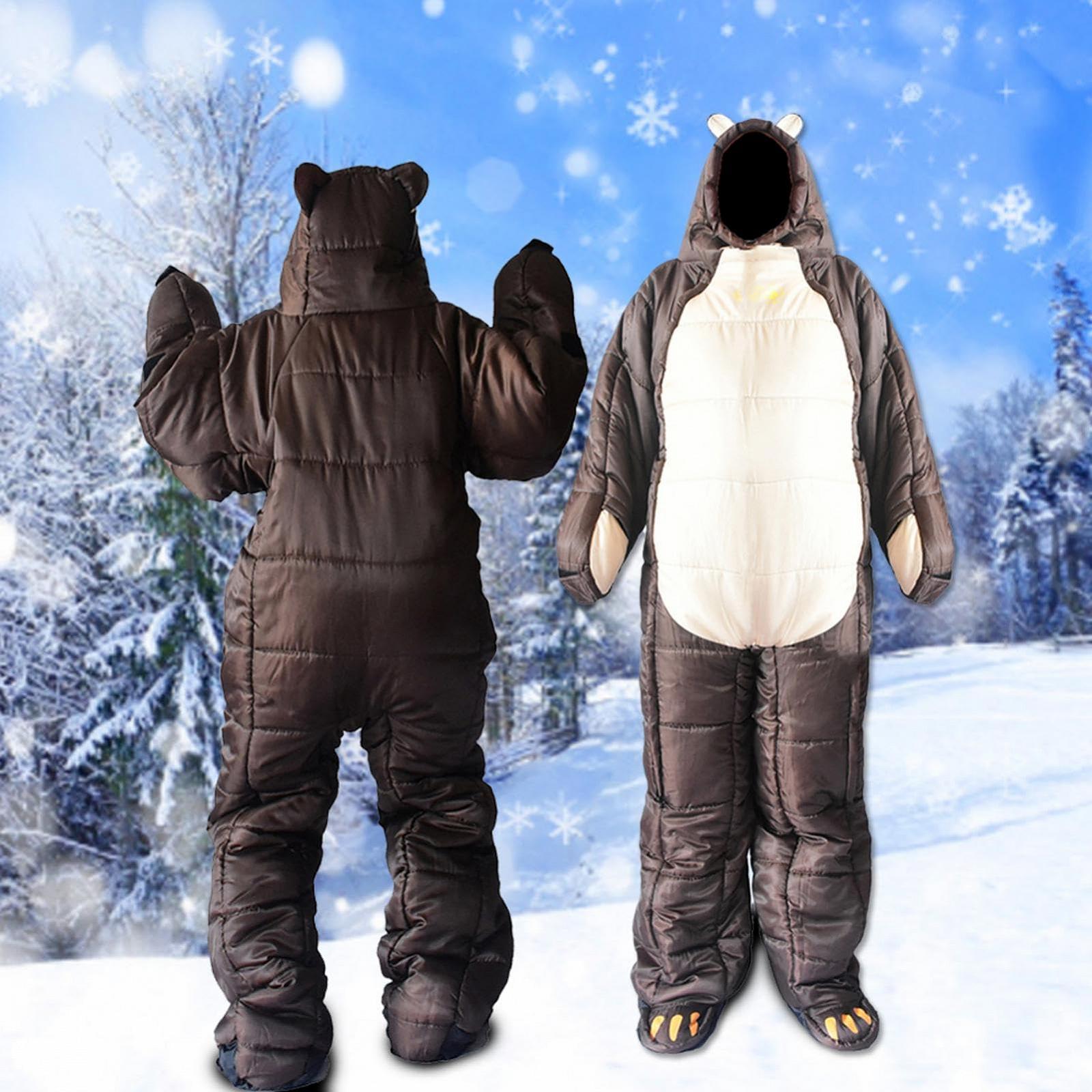 Спальный мешок Portable Bear Full Body Sleeping Bag для взрослых с молнией, лёгкий зимний для кемпинга, походов, путешествий, фото №6