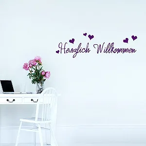 Наклейка на стену Herzlich Willkommen. 6 сердец 50 x 15 см synthetic.ua - Фото 1
