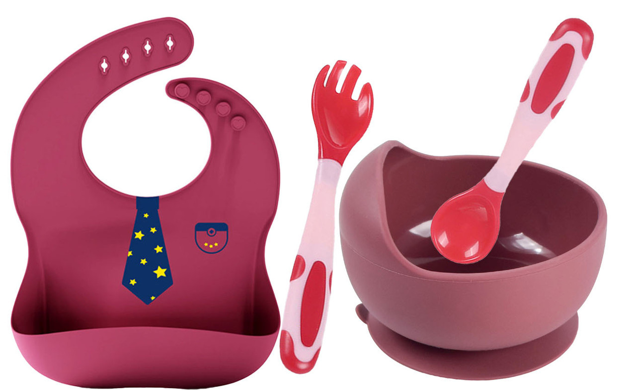 Набор силиконовой посуды 2Life Y16 3 предмета Бордовый (n-10232), фото №1