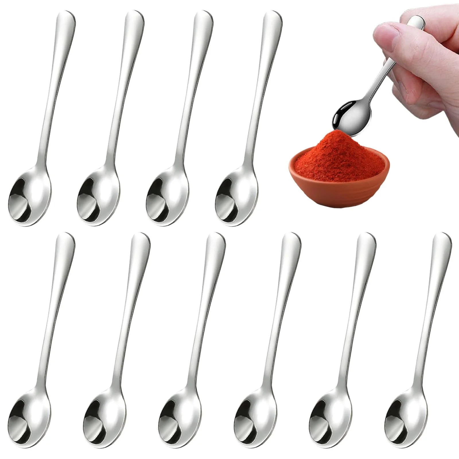 Ложка Кавова 7.5 см Сріблястий, паковання 10 штук, фото №8