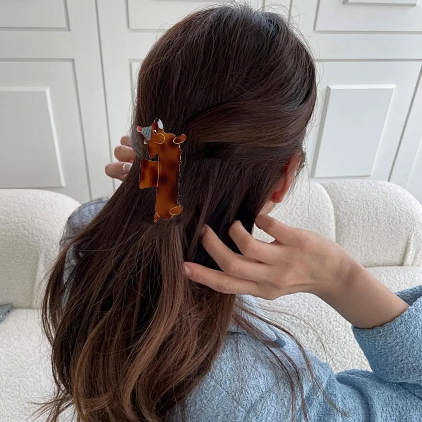 Заколка-краб Euyehn Такса, Заколка-краб из ацетата - Заколки для волос с сильной фиксацией, Милые крабики - Заколка для волос для собак, Аксессуары для волос, Заколка для волос, Заколки-крокодилы для волос на Рождество, фото №9