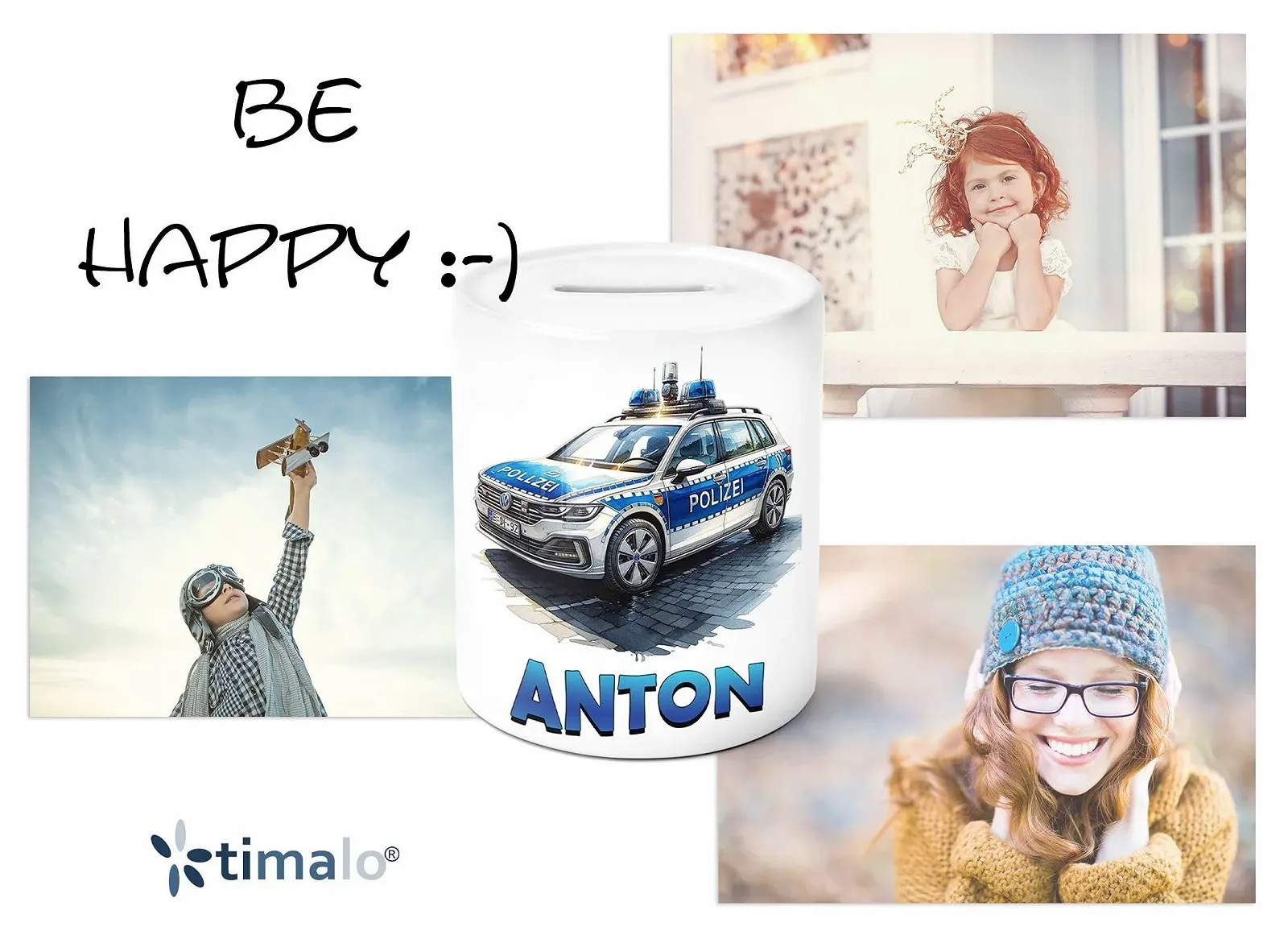 Скарбничка timalo Поліцейська машина Кераміка з гумовою пробкою, фото №6