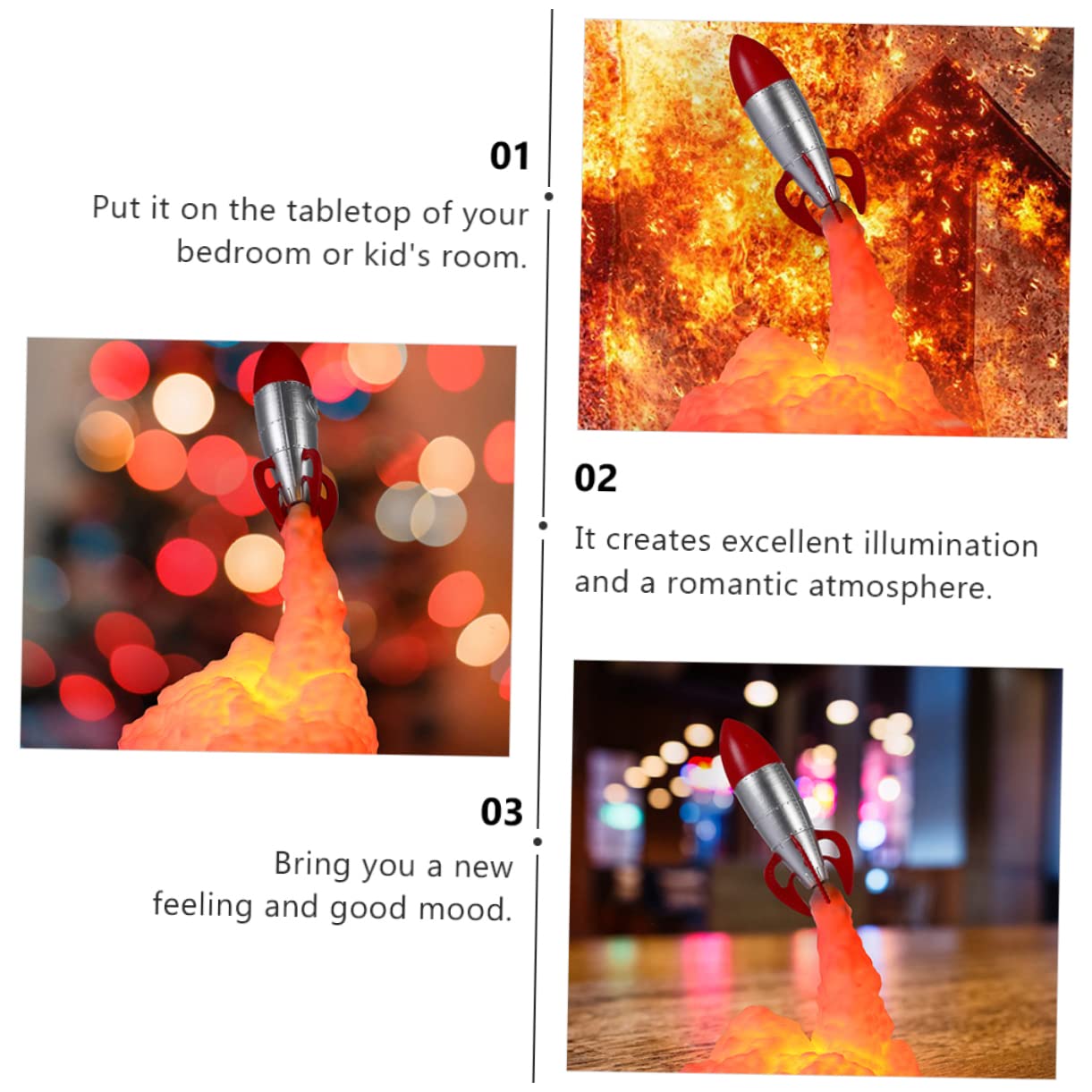 Настольная лампа MERRYHAPY Raketenlicht 3D Настольная лампа, фото №6
