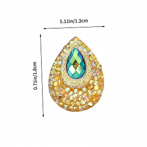 Капли Стразы из смолы, плоское основание, набор 100 штук, разные цвета: желтый, голубой, прочные, для рукоделия, для пришивания на свадебные платья и изделия synthetic.ua - Фото 1