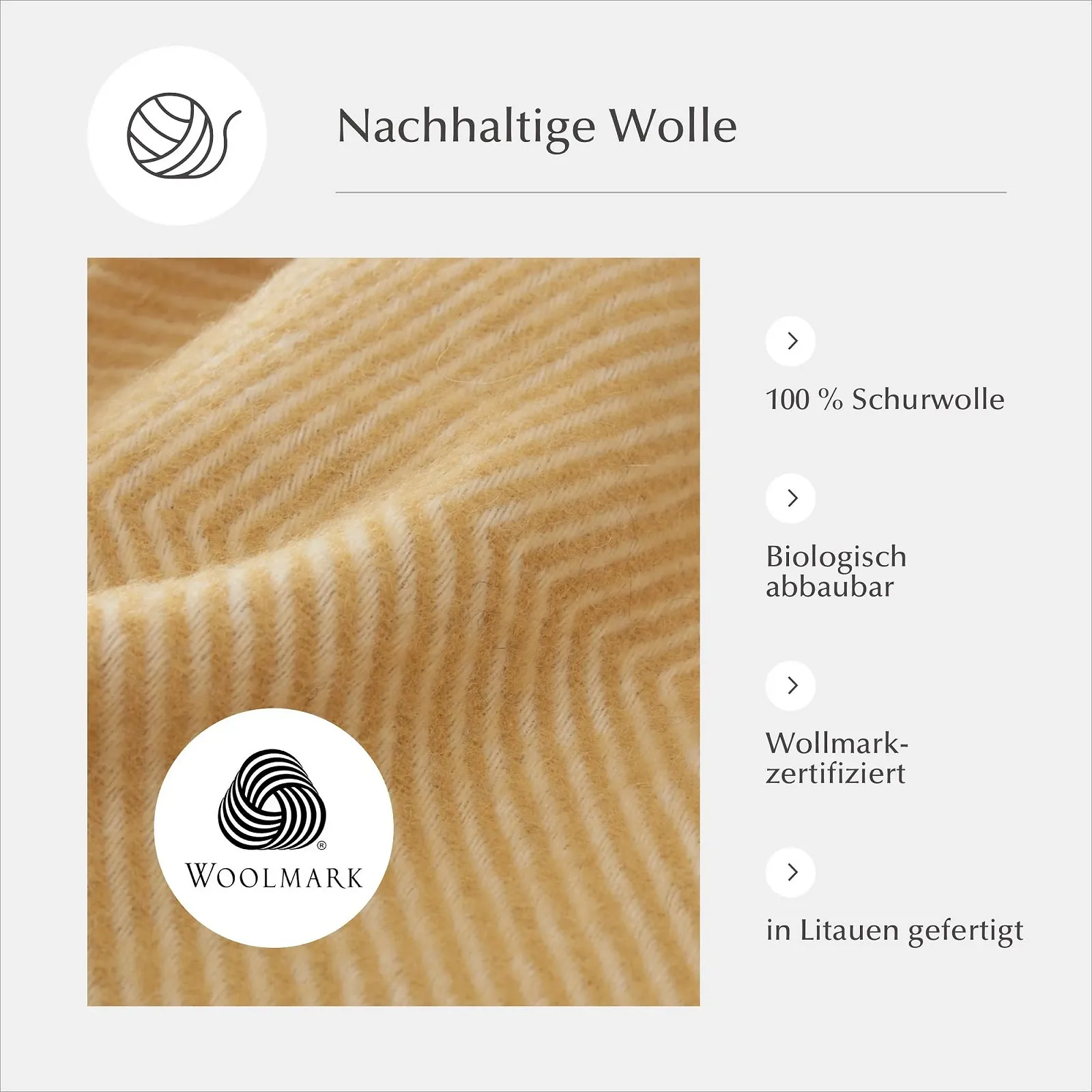 Плед URBANARA Gotland Шерсть 200 x 200 см Серый, фото №5