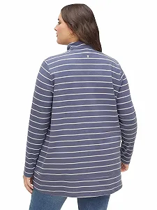 Женский Свитшот Больших Размеров Sheego A-силуэта в Полоску с Воротником Троер, Повседневный, Спортивный, Круглый Вырез synthetic.ua - Фото 1