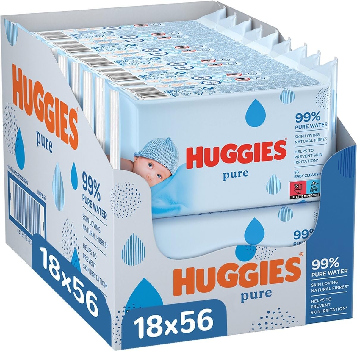 Салфетки детские Huggies Pure, 18 упаковок (всего 1008 салфеток), фото №1