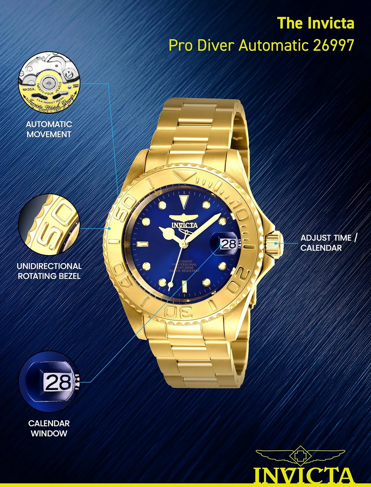 Годинник автоматичний Invicta Pro Diver 40 мм, фото №4 Годинник автоматичний Invicta Pro Diver 40 мм, фото №4