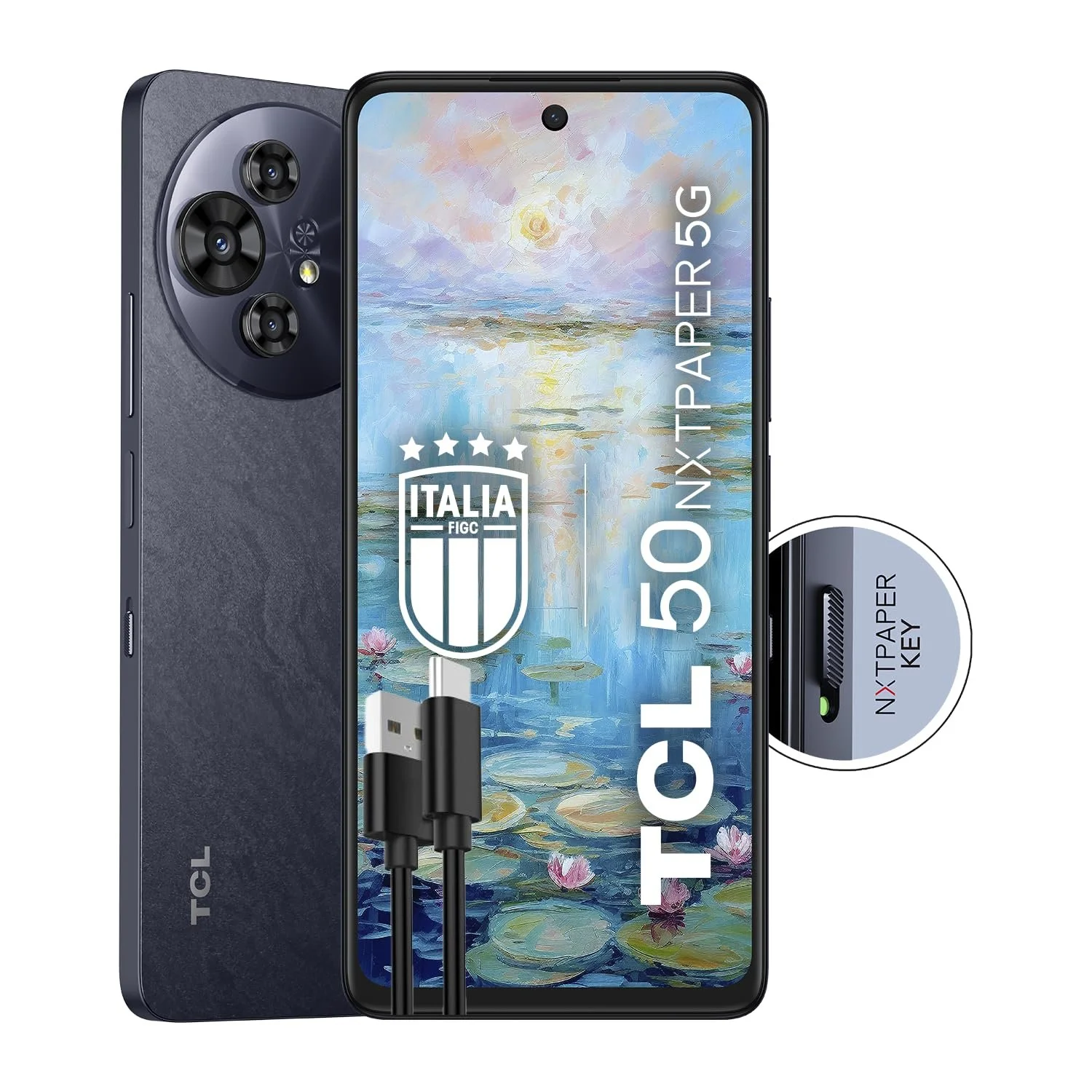 Смартфон TCL 50 NXTPAPER 5G 6.8 120 Гц 256 ГБ 16 ГБ RAM (8 ГБ + 8 ГБ Virtual RAM) Triple Camera 108 Mpx Android 14 5010 мАч Black + кабель USB Type-C, фото №1