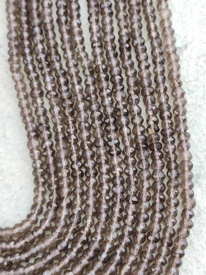 Круглые граненые бусины из дымчатого кварца 4-4.5 мм, нить длиной 33 см бусины из драгоценных камней для ожерелья и браслета, фото №2