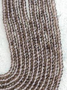Круглые граненые бусины из дымчатого кварца 4-4.5 мм, нить длиной 33 см бусины из драгоценных камней для ожерелья и браслета synthetic.ua - Фото 1