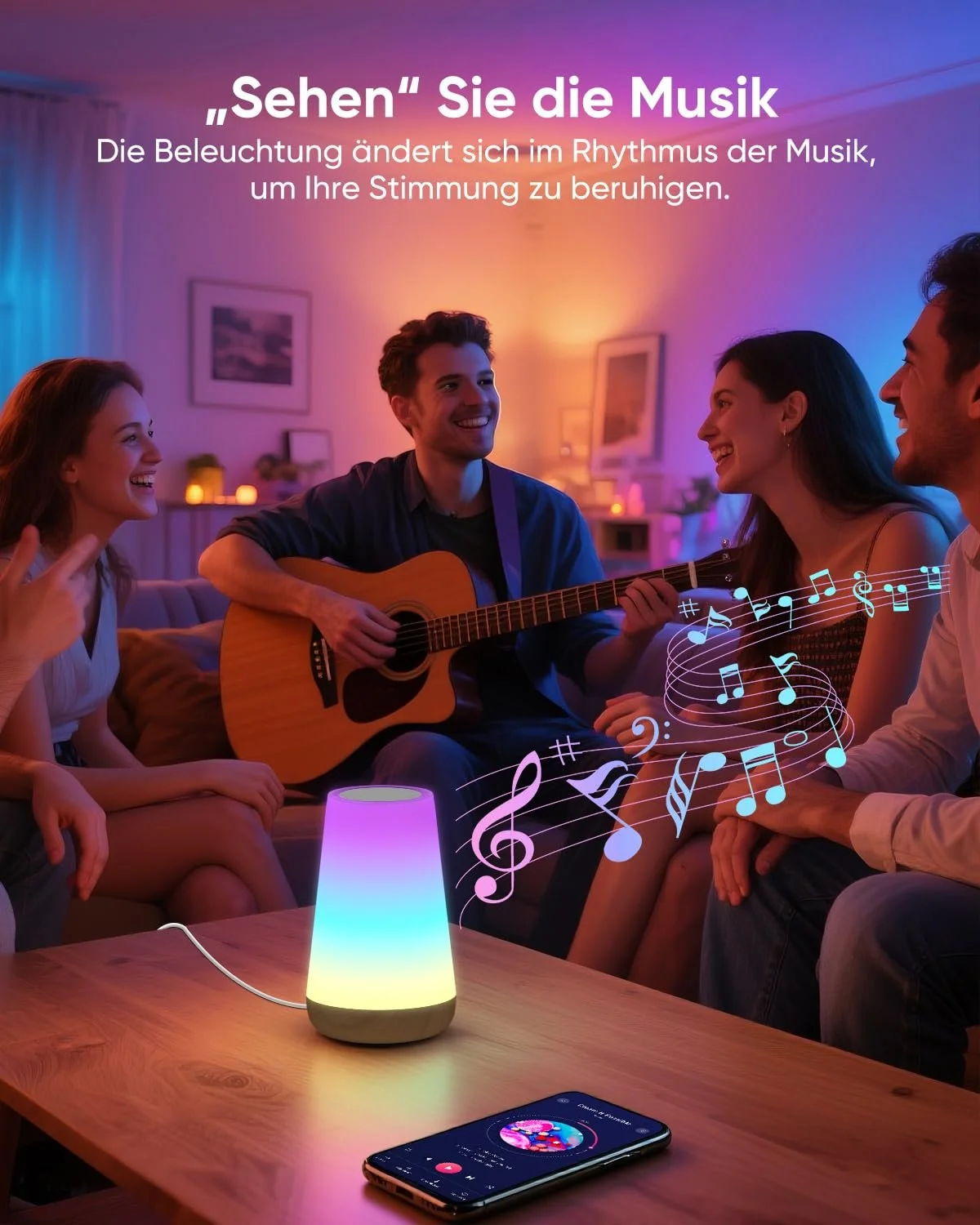 Розумна настільна лампа Bonsery LED Smart RGBICWW WLAN Alexa/Google Assistant 2700-6500K, фото №6