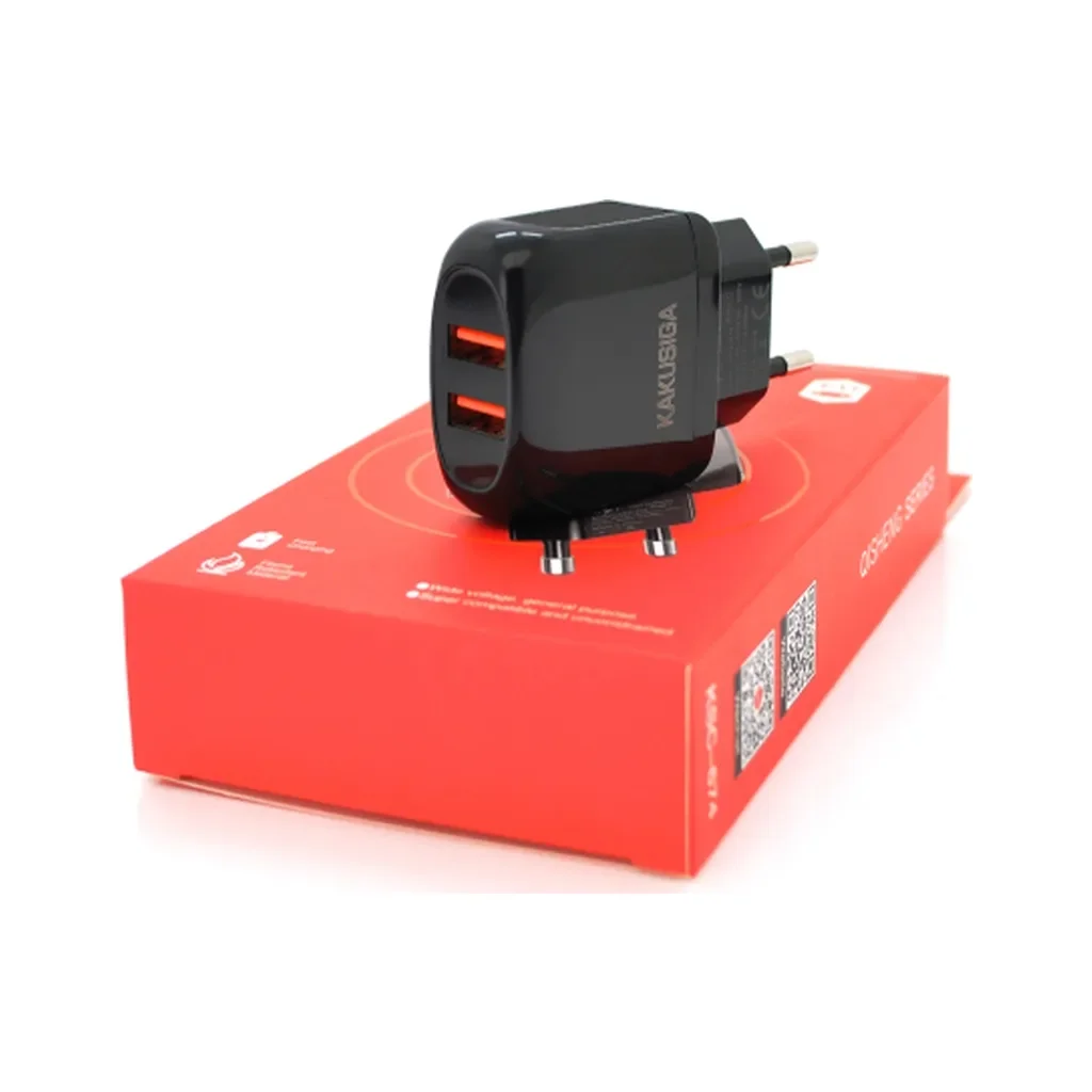 Зарядное устройство KAKUSIGA 2xUSB 12W black (KSC-674-QISHENG-B), фото №1 Зарядное устройство KAKUSIGA 2xUSB 12W black (KSC-674-QISHENG-B), фото №1