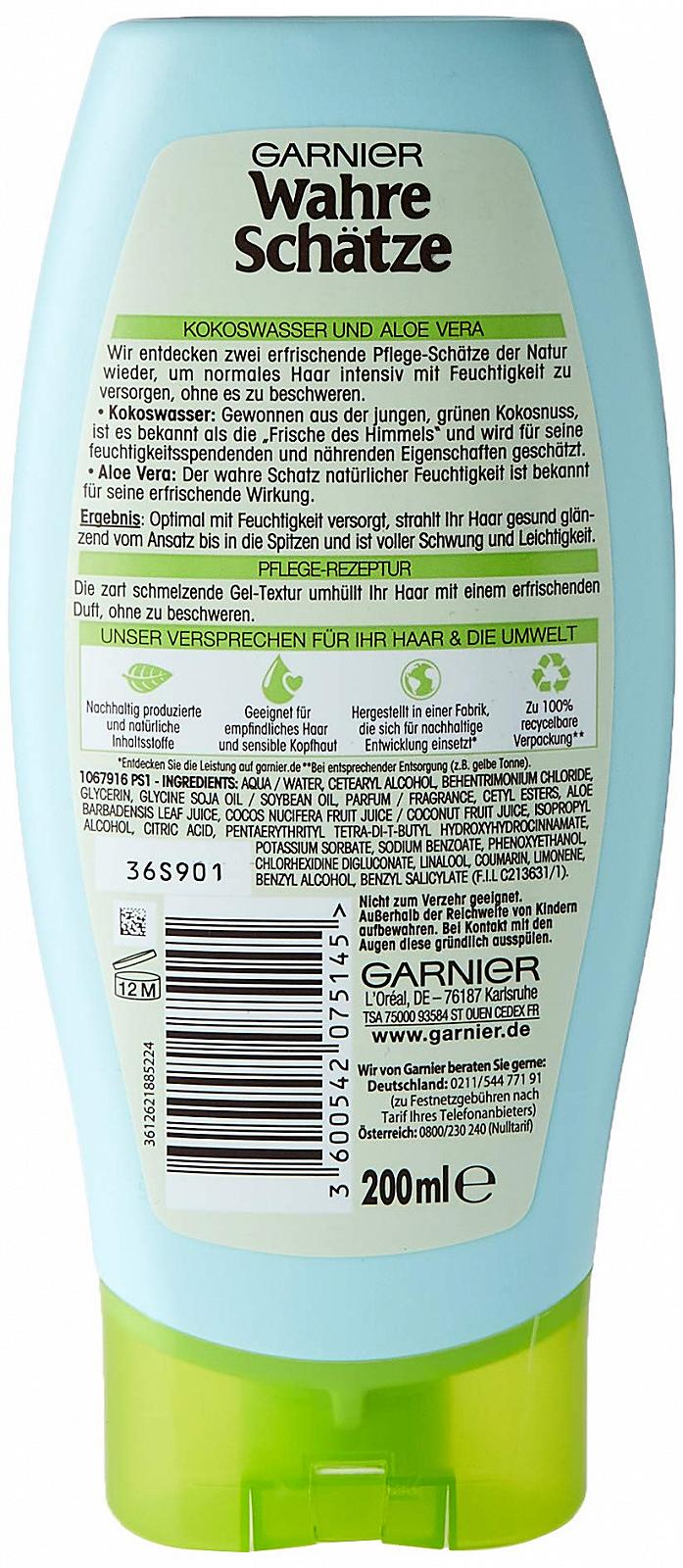 Кондиціонер Garnier True Treasures Зволожуючий Без силіконів Кокосова вода Набір з 6 (6 x 250 мл), фото №2