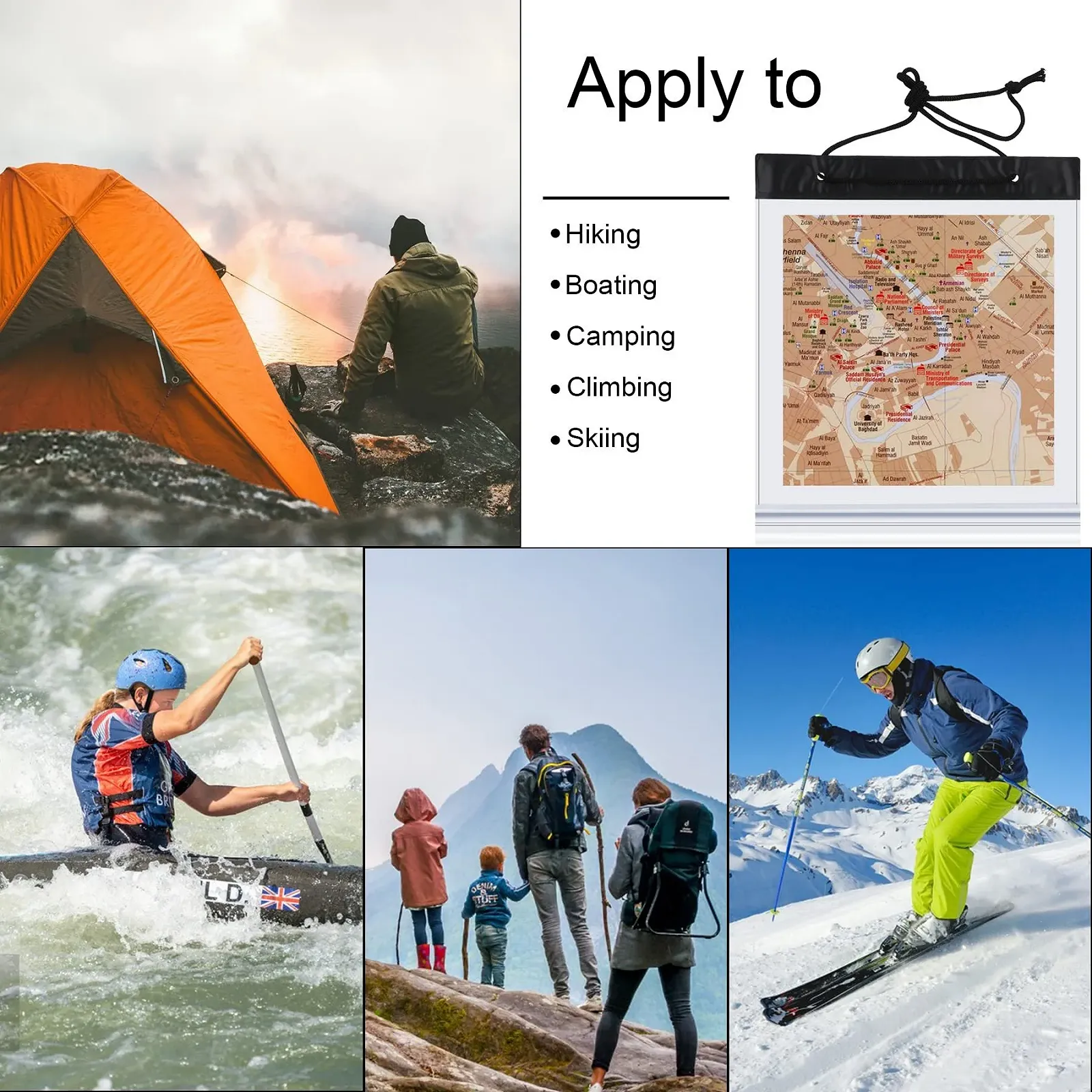 Водонепроникний чохол для карт SANNIX з прозорим вікном і шийним ремінцем, ПВХ, 31 x 28 см, з карабіном і свистком, прозорий, фото №5