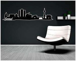Наклейка на стіну Samunshi Seoul Skyline 50 x 12,3 см Чорна synthetic.ua - Фото 1
