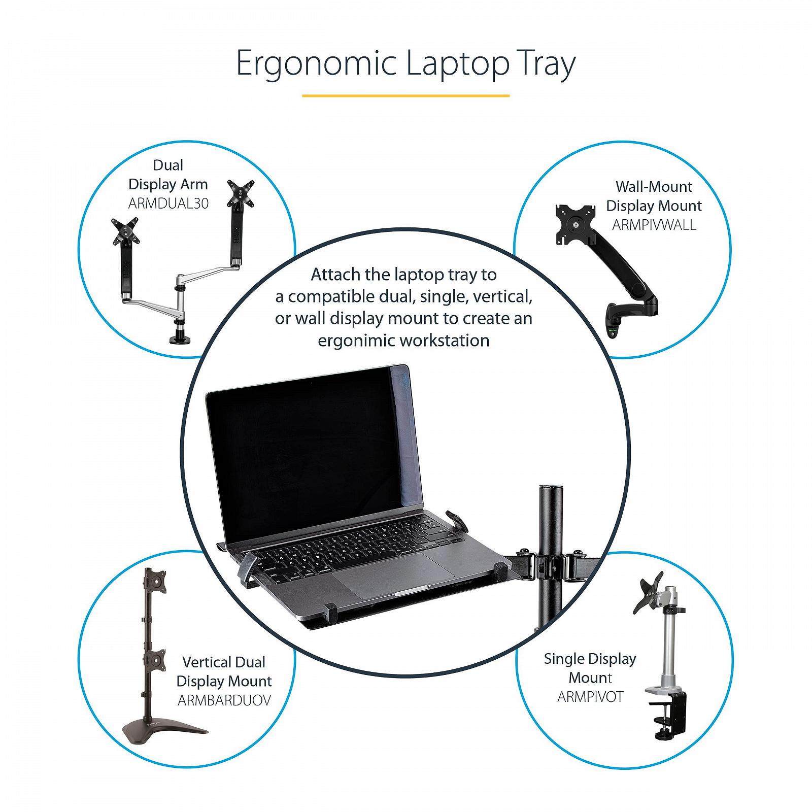 Підставка для ноутбука VESA StarTech.com - Поличка / адаптер для ноутбуків до 4,5 кг - VESA 75 x 75 та 100 x 100, фото №6