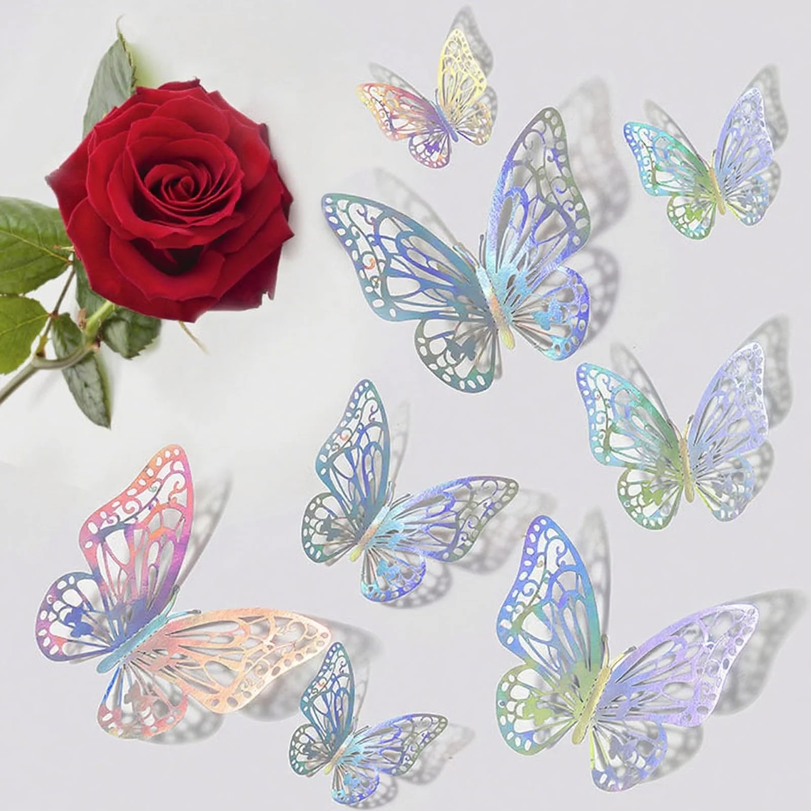 Наклейки на стіну 72 шт. 3D Метелики 3 розміри Багатоколірні, фото №2 Наклейки на стіну 72 шт. 3D Метелики 3 розміри Багатоколірні, фото №2