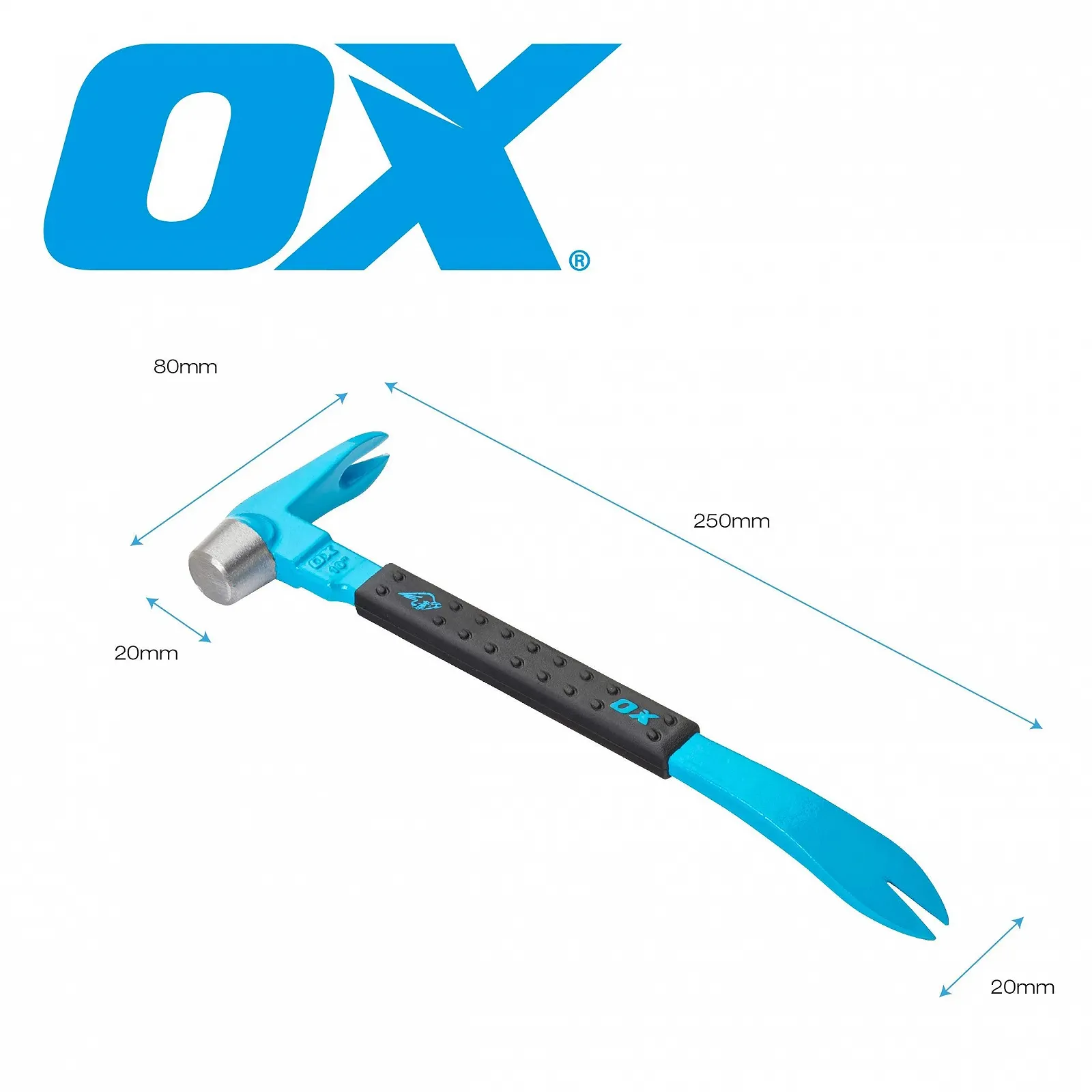 Ломик-гвоздодер OX Pro Series 250 мм закаленная головка нескользящая ручка многоцветный, фото №3