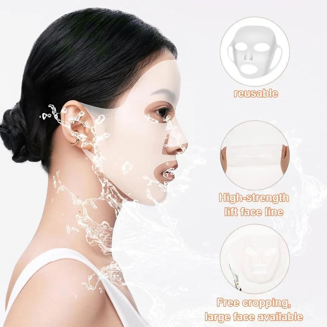 Маска для обличчя багаторазова силіконова QEDBOJE Водонепроникна для зволоження обличчя, 3 шт, фото №4