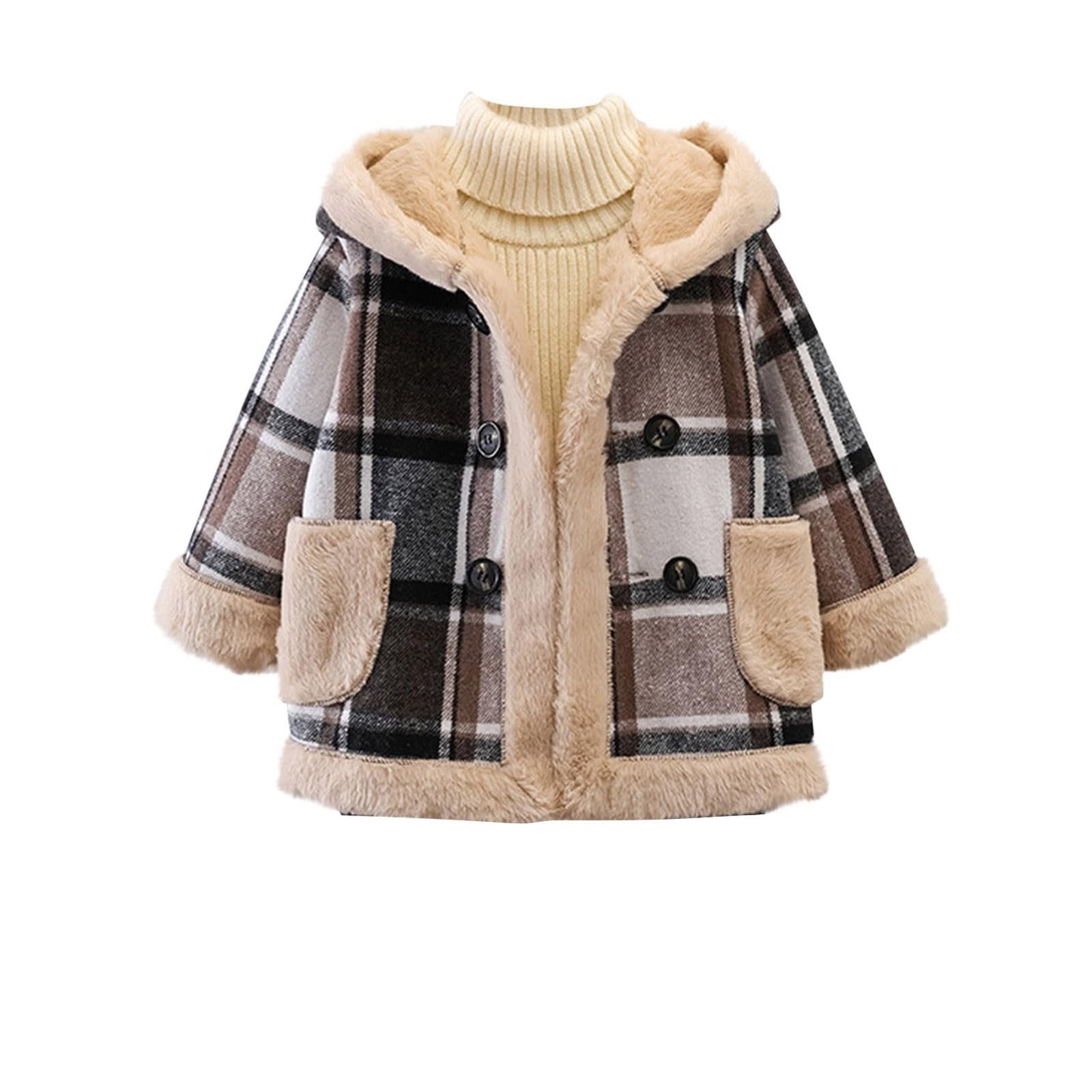 Детское пальто Generisch Твидовое пальто Утепленное зимнее пальто Теплое зимнее пальто С длинными рукавами Мягкое Удобное Повседневное пальто (4-12 лет), фото №1