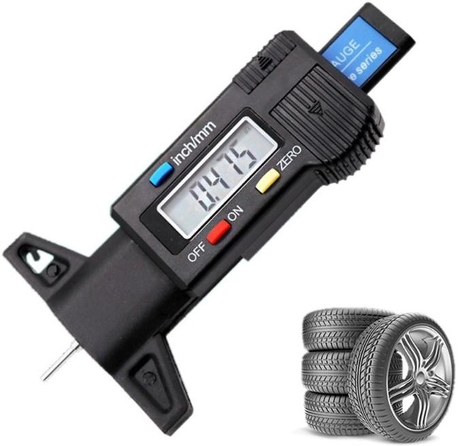 Измеритель глубины протектора шин цифровой с LED-дисплеем Fer черный, фото №6