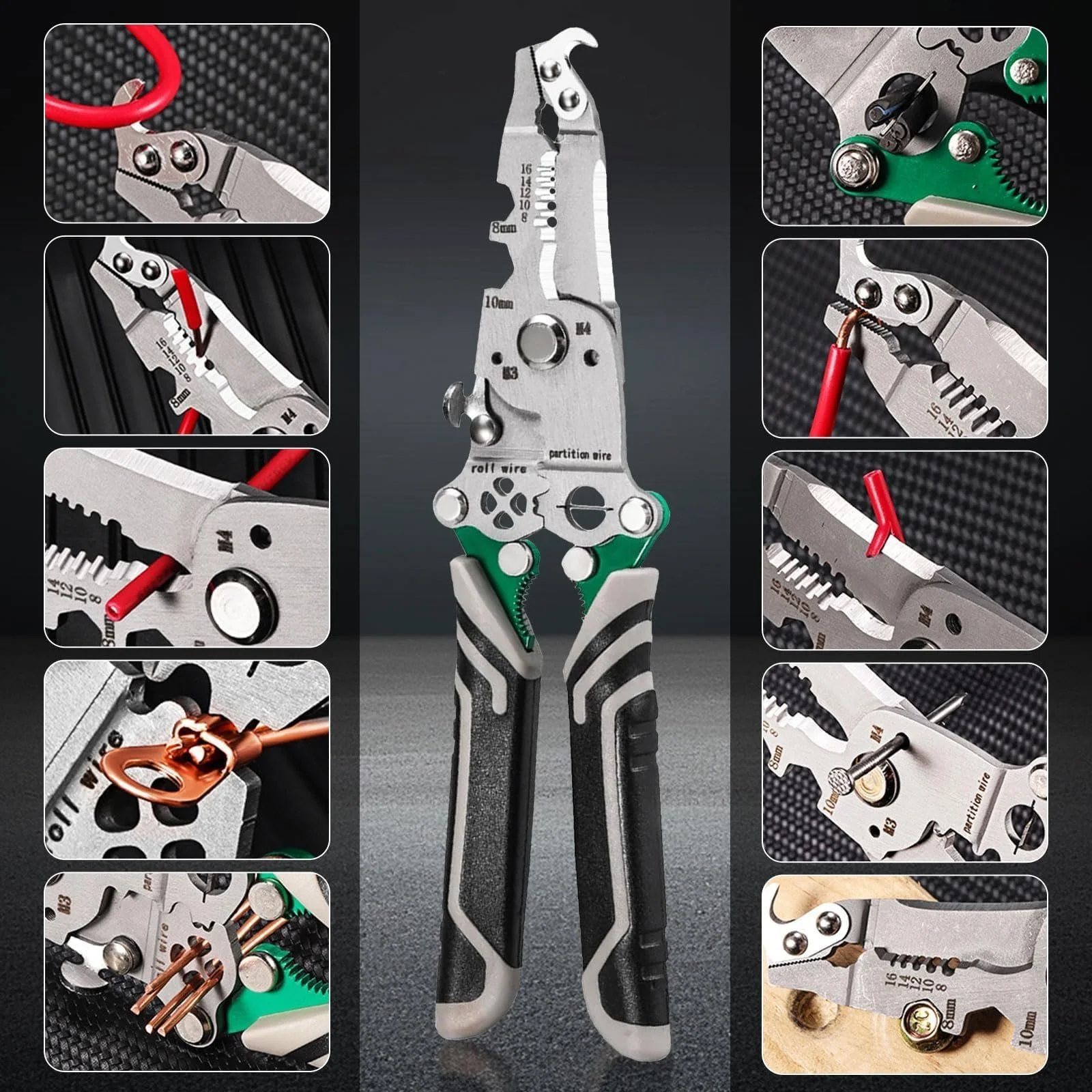 Стриппер складной GIONAR 18-в-1 многофункциональный инструмент для обжима и зачистки проводов, фото №2