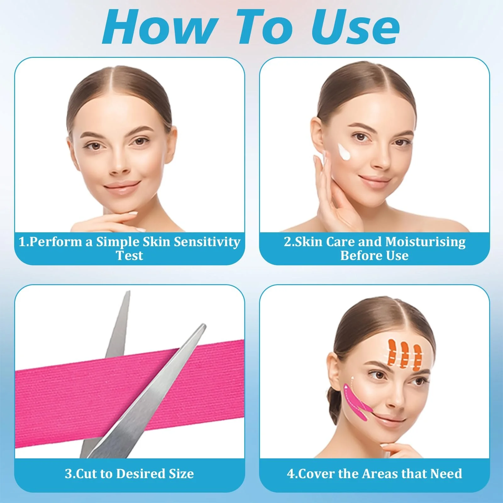 Стрічка для обличчя для підтяжки обличчя, антизморшковий пластир для птозу повік, фото №6