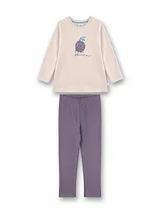 Пижама Sanetta для девочки длинная фиолетовая слива - Фото 1