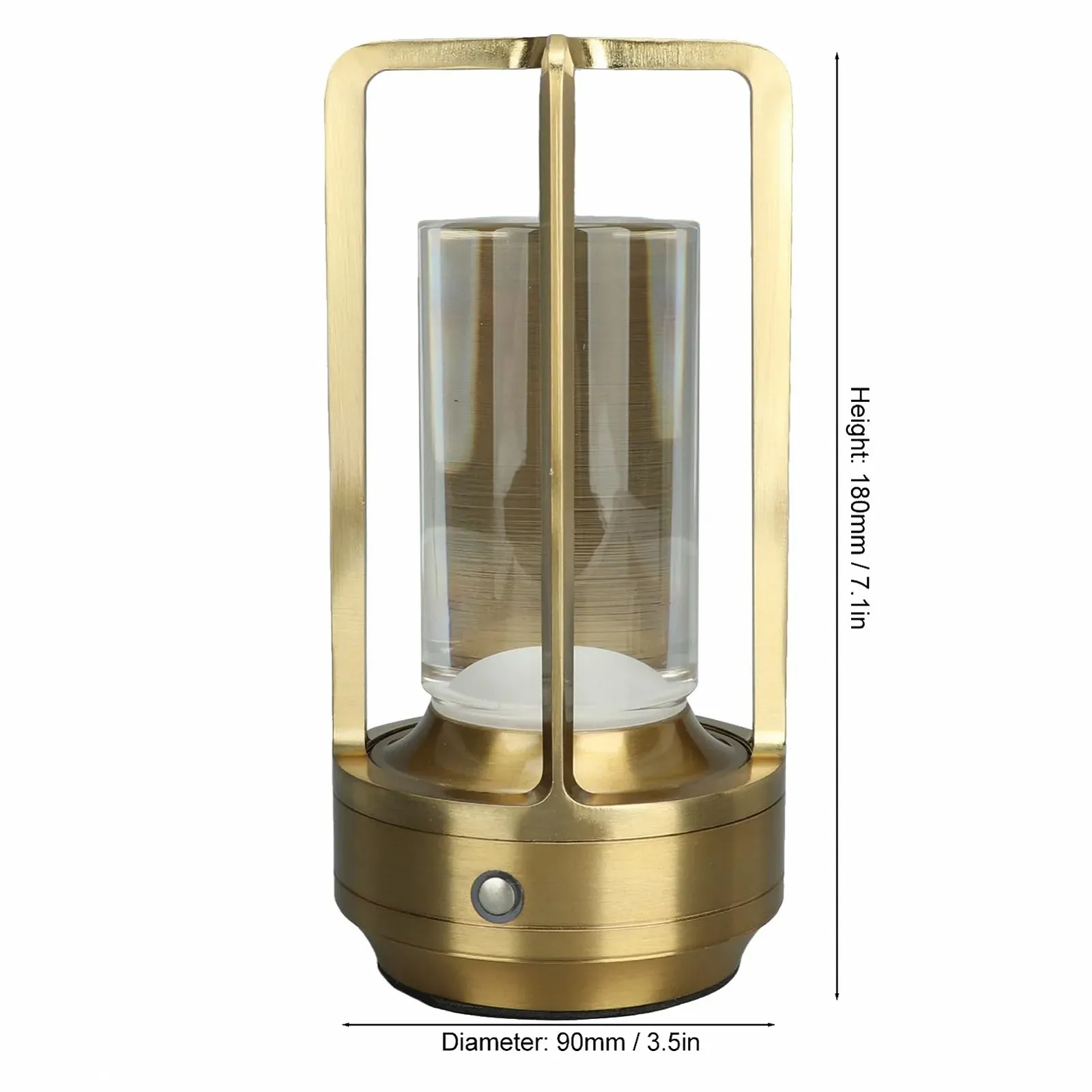 Настільна лампа металева бездротова 3 кольори димована LED акумуляторна сенсорна Золота, фото №3