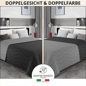 Покривало MAXIME MAISON 240 x 260 см Чорний/Сірий Двосторонній дизайн synthetic.ua - Фото 1