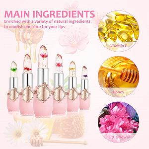 Помада Crystal Jelly Flower 6 шт, меняющая цвет с температурой и pH, прозрачный бальзам для губ synthetic.ua - Фото 1